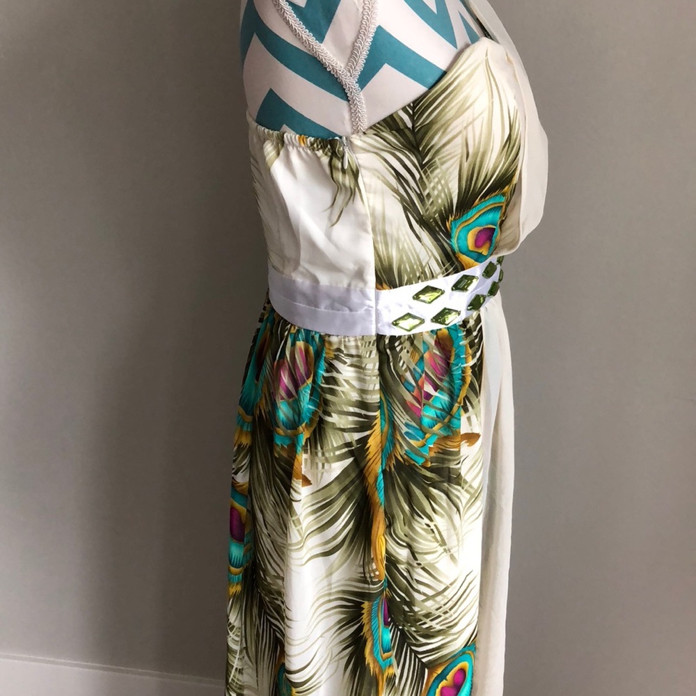 Peacock one shoulder dress - Picture 6 of 7